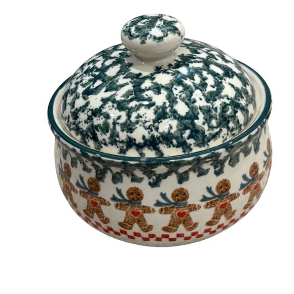 Folkcraft Gingerbread Lidded Sugar Candy Jar Tienshan - Picture 2 of 7